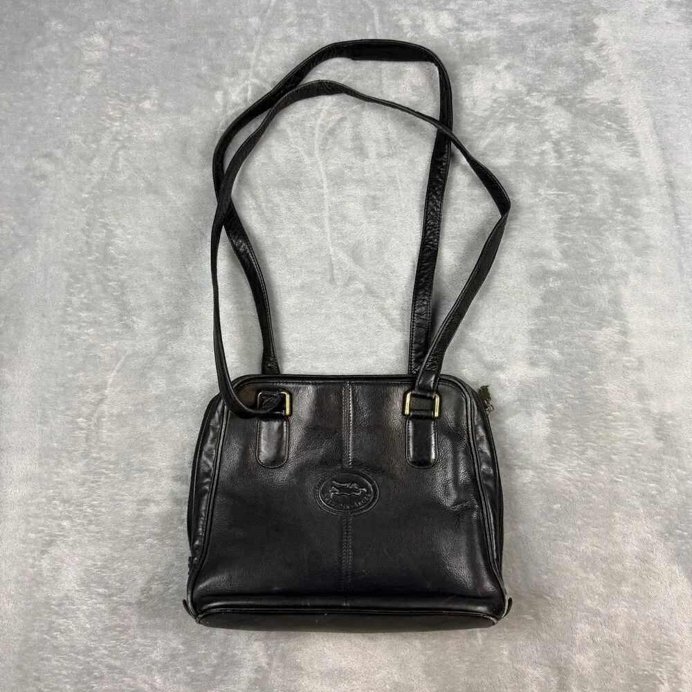 Vintage American Angel Genuine Leather Black Shoulder Bag Purse Made in Colombia